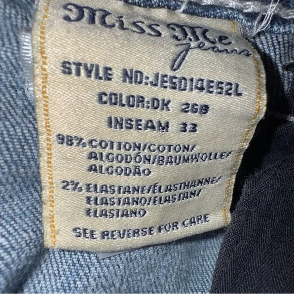 Miss Me Easy Boot Jeans Womens 30 Distressed Flawed Inner Thigh Wear Stretch - Picture 9 of 10